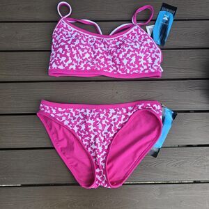 TYR Women's Pink/white Bright Idea Reversible Workout Bikini Swim SZ  XS New